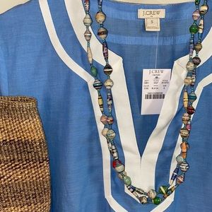♻️Handmade Rolled Recycled Paper/Glass Bead Necklace